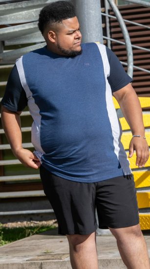 D555 Neath Cut And Sew Crew Neck T-Shirt Denim - Magliette - Magliette Uomo Taglie Forti