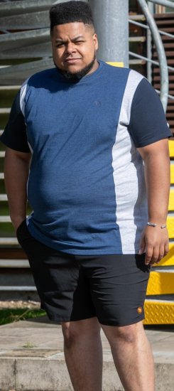 D555 Neath Cut And Sew Crew Neck T-Shirt Denim - Magliette - Magliette Uomo Taglie Forti