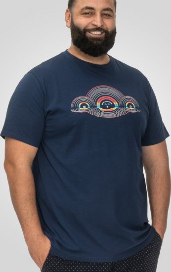 D555 Cheltenham Record With Reflection Printed T-shirt French Navy - Magliette - Magliette Uomo Taglie Forti