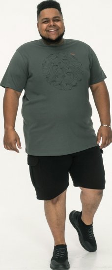 D555 Poole Circle Wave Printed Crew Neck T-shirt Khaki - Magliette - Magliette Uomo Taglie Forti