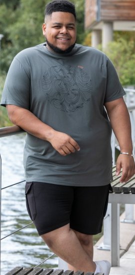 D555 Poole Circle Wave Printed Crew Neck T-shirt Khaki - Magliette - Magliette Uomo Taglie Forti