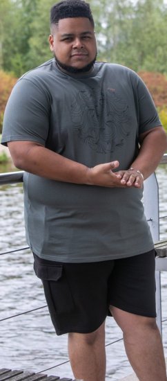 D555 Poole Circle Wave Printed Crew Neck T-shirt Khaki - Magliette - Magliette Uomo Taglie Forti