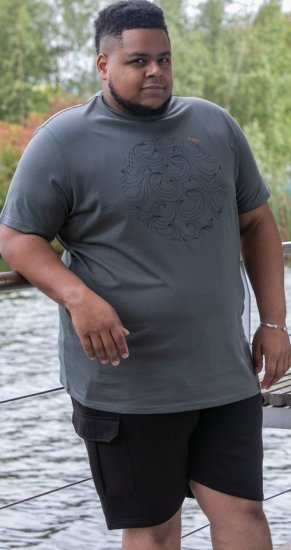 D555 Poole Circle Wave Printed Crew Neck T-shirt Khaki - Magliette - Magliette Uomo Taglie Forti