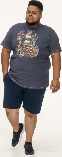 D555 Stockport Multi Coloured Guitar Printed T-Shirt Denim - Magliette - Magliette Uomo Taglie Forti