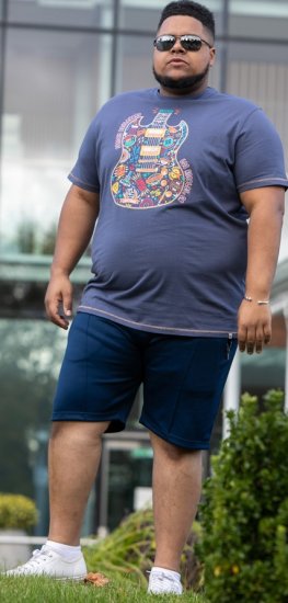 D555 Stockport Multi Coloured Guitar Printed T-Shirt Denim - Magliette - Magliette Uomo Taglie Forti