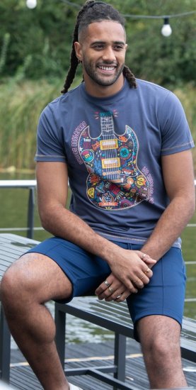 D555 Stockport Multi Coloured Guitar Printed T-Shirt Denim - Magliette - Magliette Uomo Taglie Forti