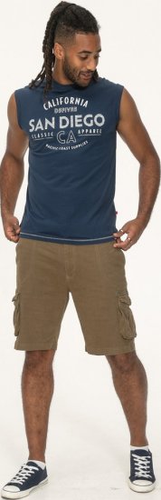 D555 Havant San Diego Printed Sleeveless T-Shirt French Navy - Magliette - Magliette Uomo Taglie Forti
