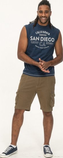 D555 Havant San Diego Printed Sleeveless T-Shirt French Navy - Magliette - Magliette Uomo Taglie Forti