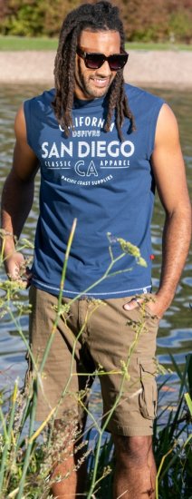 D555 Havant San Diego Printed Sleeveless T-Shirt French Navy - Magliette - Magliette Uomo Taglie Forti