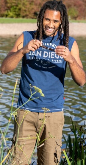 D555 Havant San Diego Printed Sleeveless T-Shirt French Navy - Magliette - Magliette Uomo Taglie Forti