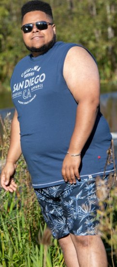 D555 Havant San Diego Printed Sleeveless T-Shirt French Navy - Magliette - Magliette Uomo Taglie Forti