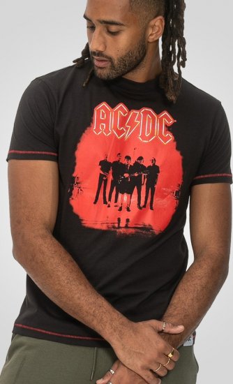 D555 Uxbridge Official ACDC Band Printed Crew Neck T-Shirt Washed Black - Magliette - Magliette Uomo Taglie Forti