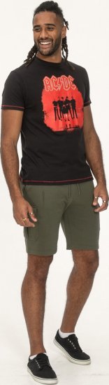 D555 Uxbridge Official ACDC Band Printed Crew Neck T-Shirt Washed Black - Magliette - Magliette Uomo Taglie Forti