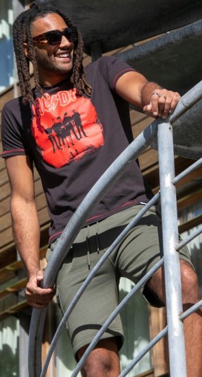 D555 Uxbridge Official ACDC Band Printed Crew Neck T-Shirt Washed Black - Magliette - Magliette Uomo Taglie Forti