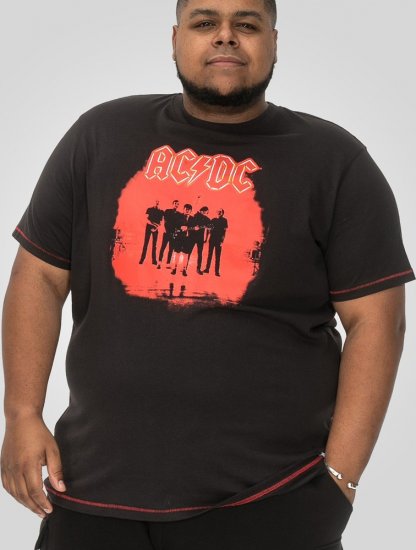 D555 Uxbridge Official ACDC Band Printed Crew Neck T-Shirt Washed Black - Magliette - Magliette Uomo Taglie Forti