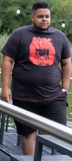 D555 Uxbridge Official AC/DC Band Printed Crew Neck T-Shirt Washed Black TALL SIZES - Magliette - Magliette Uomo Taglie Forti