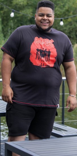 D555 Uxbridge Official ACDC Band Printed Crew Neck T-Shirt Washed Black - Magliette - Magliette Uomo Taglie Forti