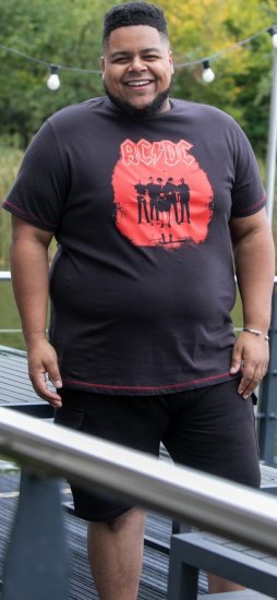 D555 Uxbridge Official AC/DC Band Printed Crew Neck T-Shirt Washed Black TALL SIZES - Magliette - Magliette Uomo Taglie Forti