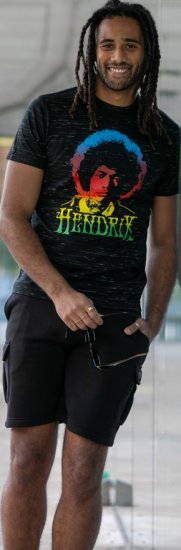 D555 Hendrix Official Jimi Hendrix Printed Crew Neck T-Shirt Black Reno - Magliette di band - 