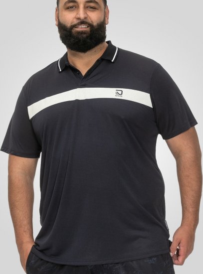 D555 Hinckley Stretch Polo With Contrast Tipping Collar Navy - Polo - Polo Uomo Taglie Forti