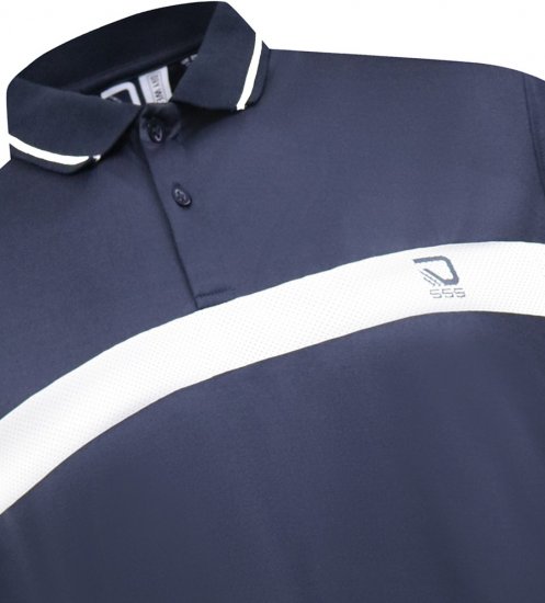 D555 Hinckley Stretch Polo With Contrast Tipping Collar Navy - Polo - Polo Uomo Taglie Forti
