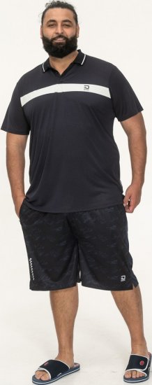 D555 Hinckley Stretch Polo With Contrast Tipping Collar Navy - Polo - Polo Uomo Taglie Forti
