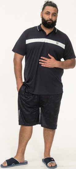 D555 Hinckley Stretch Polo With Contrast Tipping Collar Navy - Polo - Polo Uomo Taglie Forti