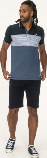 D555 Leeds Cut And Sew Polo With Jacquard Collar And Cuffs Navy - Polo - Polo Uomo Taglie Forti