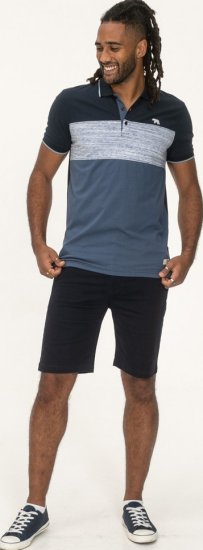 D555 Leeds Cut And Sew Polo With Jacquard Collar And Cuffs Navy - Polo - Polo Uomo Taglie Forti