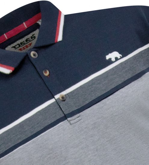D555 Tipton Stripe Jacquard Short Sleeve Polo Navy - Polo - Polo Uomo Taglie Forti