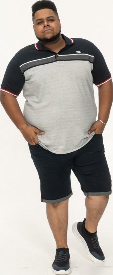 D555 Tipton Stripe Jacquard Short Sleeve Polo Navy - Polo - Polo Uomo Taglie Forti