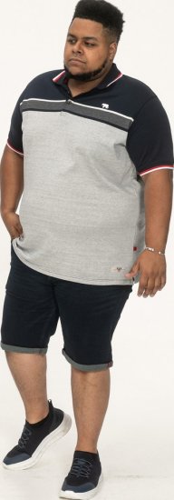 D555 Tipton Stripe Jacquard Short Sleeve Polo Navy - Polo - Polo Uomo Taglie Forti