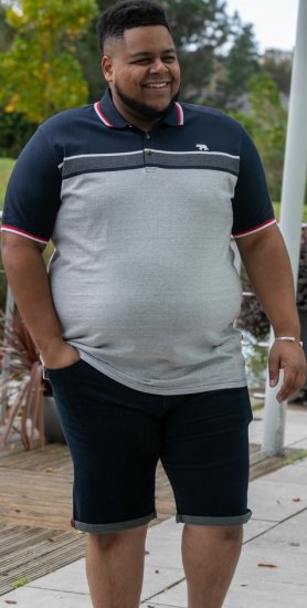 D555 Tipton Stripe Jacquard Short Sleeve Polo Navy - Polo - Polo Uomo Taglie Forti