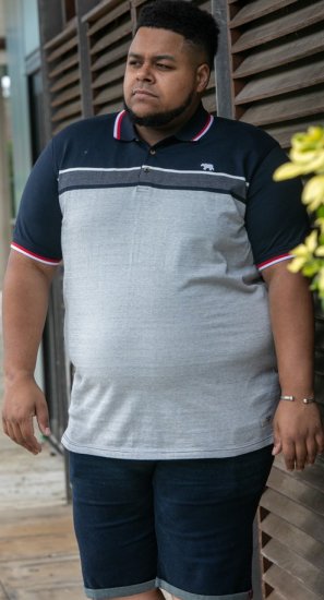 D555 Tipton Stripe Jacquard Short Sleeve Polo Navy - Polo - Polo Uomo Taglie Forti