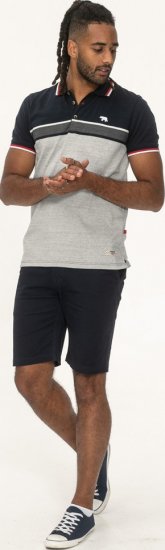 D555 Tipton Stripe Jacquard Short Sleeve Polo Navy - Polo - Polo Uomo Taglie Forti