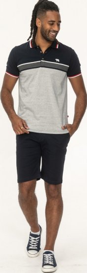 D555 Tipton Stripe Jacquard Short Sleeve Polo Navy - Polo - Polo Uomo Taglie Forti