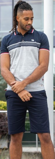 D555 Tipton Stripe Jacquard Short Sleeve Polo Navy - Polo - Polo Uomo Taglie Forti