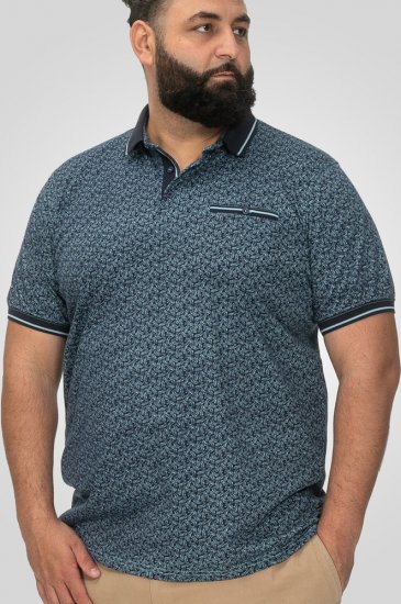 D555 Woolwich AOP Polo Shirt With Ribbed Collar Blue - Polo - Polo Uomo Taglie Forti