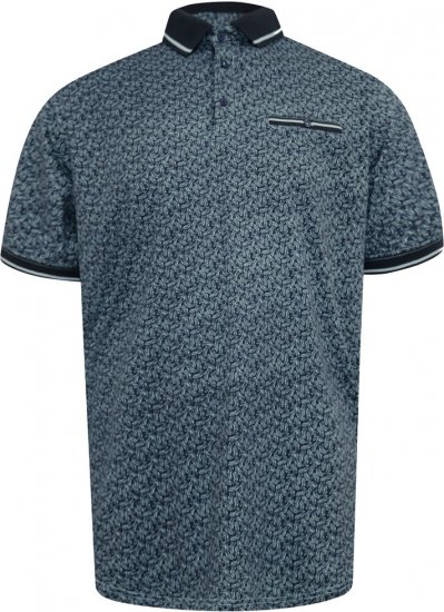 D555 Woolwich AOP Polo Shirt With Ribbed Collar Blue - Polo - Polo Uomo Taglie Forti