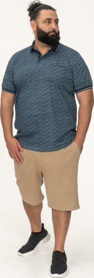 D555 Woolwich AOP Polo Shirt With Ribbed Collar Blue - Polo - Polo Uomo Taglie Forti