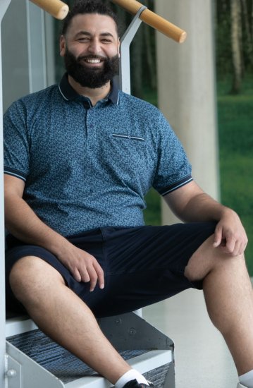 D555 Woolwich AOP Polo Shirt With Ribbed Collar Blue - Polo - Polo Uomo Taglie Forti