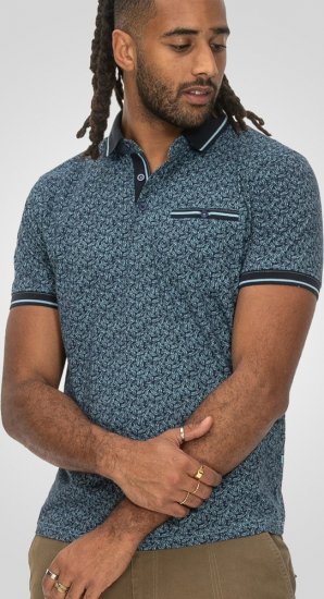 D555 Woolwich AOP Polo Shirt With Ribbed Collar Blue - Polo - Polo Uomo Taglie Forti