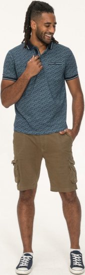D555 Woolwich AOP Polo Shirt With Ribbed Collar Blue - Polo - Polo Uomo Taglie Forti