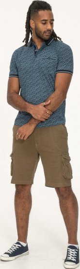 D555 Woolwich AOP Polo Shirt With Ribbed Collar Blue - Polo - Polo Uomo Taglie Forti