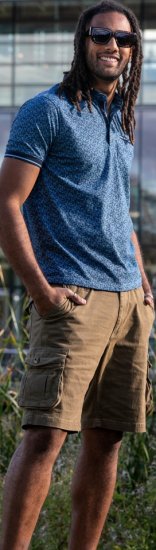 D555 Woolwich AOP Polo Shirt With Ribbed Collar Blue - Polo - Polo Uomo Taglie Forti