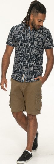 D555 Worthing Surf AOP Short Sleeve Button Down Collar Shirt Navy - Camicie - Camicie Taglie Forti Uomo