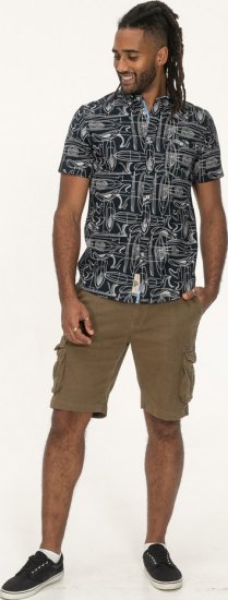 D555 Worthing Surf AOP Short Sleeve Button Down Collar Shirt Navy - Camicie - Camicie Taglie Forti Uomo