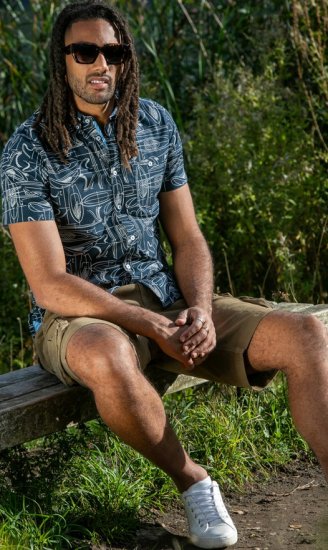 D555 Worthing Surf AOP Short Sleeve Button Down Collar Shirt Navy - Camicie - Camicie Taglie Forti Uomo