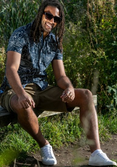 D555 Worthing Surf AOP Short Sleeve Button Down Collar Shirt Navy - Camicie - Camicie Taglie Forti Uomo