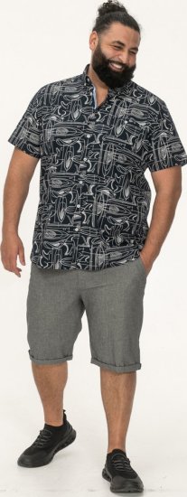 D555 Worthing Surf AOP Short Sleeve Button Down Collar Shirt Navy - Camicie - Camicie Taglie Forti Uomo